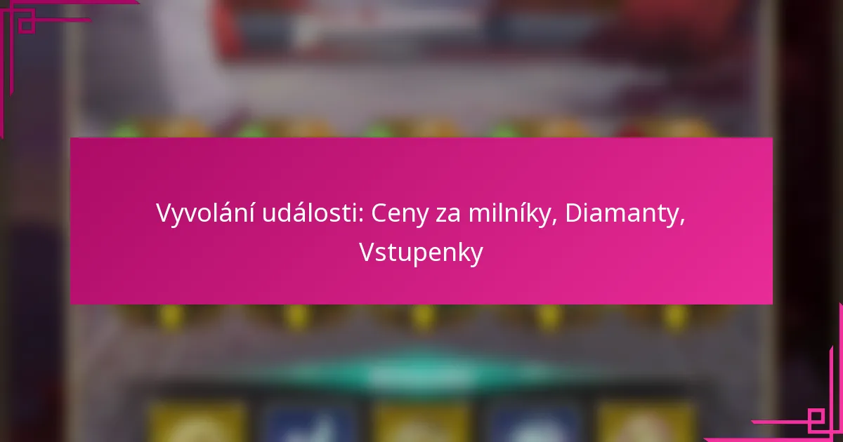 Vyvolání události: Ceny za milníky, Diamanty, Vstupenky