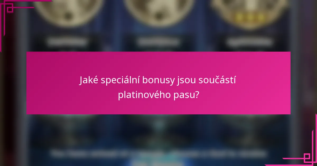 Jaké speciální bonusy jsou součástí platinového pasu?